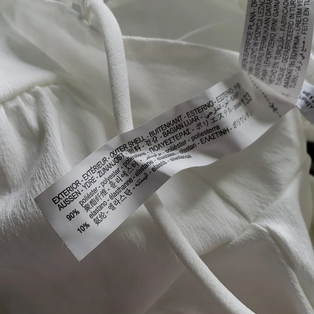 NWO Zara White Puff Sleeve Ruched Blouse Lace Up Open Back Top Size Large
